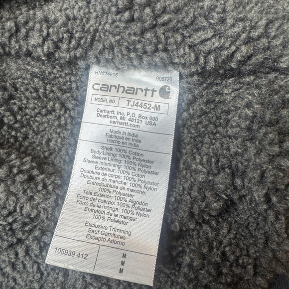 Carhartt Relaxed Fit Sherpa Lined Flannel Shirt Jacket Blue Plaid Med - Picture 5 of 10